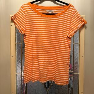 Banana Republic Vibrant Orange and White Striped Tee